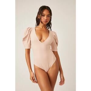 Free People Blush Puff Sleeve Bodysuit